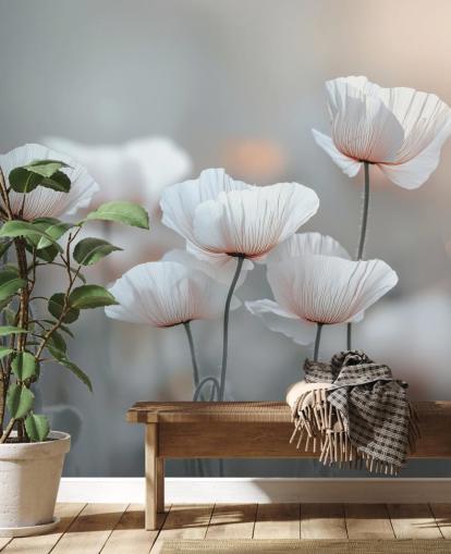 weißes Mohngemälde namens White Poppies von Assaf Frank für Schlafzimmer und Wohnzimmer weißes Mohngemälde namens White Poppies von Assaf Frank für Schlafzimmer und Wohnzimmer