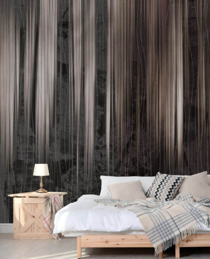 donkere aanpasbare abstracte muurschildering genaamd Copper Rain Streaks van Giulio Iurissevich