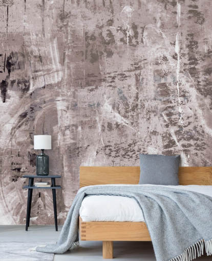 peinture murale abstraite rose appelée Dusty Palette Waves de Giulio Iurissevich pour chambres