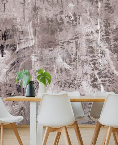 roze abstracte muurschildering genaamd Dusty Palette Waves van Giulio Iurissevich voor slaapkamers