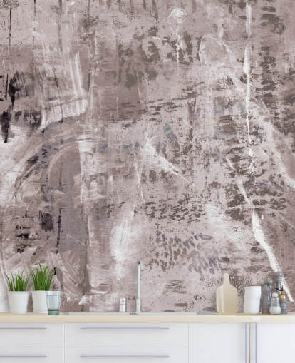 peinture murale abstraite rose appelée Dusty Palette Waves de Giulio Iurissevich pour chambres