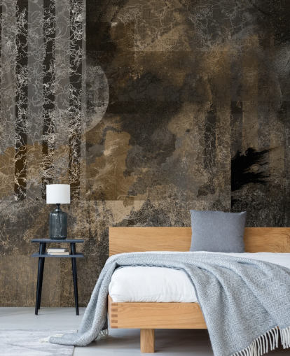 ruskea ja harmaa räätälöity teollinen sisustusseinämaalaus nimeltä Earthy Grunge Elegance, kirjoittanut Giulio Iurissevich moderniin sisustukseen