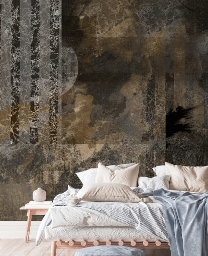 décoration murale industrielle personnalisée marron et gris appelée Earthy Grunge Elegance par Giulio Iurissevich pour les intérieurs modernes