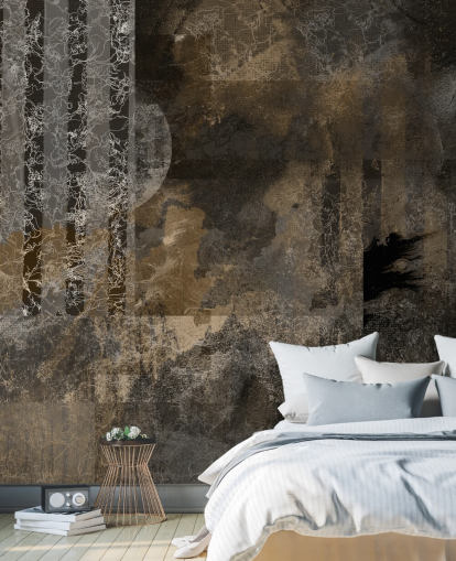 brown and gray custom industrial decor mural called Earthy Grunge Elegance by Giulio Iurissevich for modern interiors