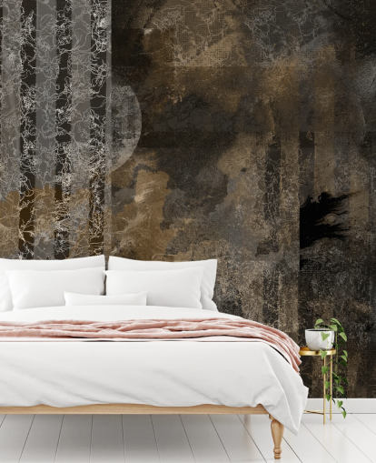 ruskea ja harmaa räätälöity teollinen sisustusseinämaalaus nimeltä Earthy Grunge Elegance, kirjoittanut Giulio Iurissevich moderniin sisustukseen