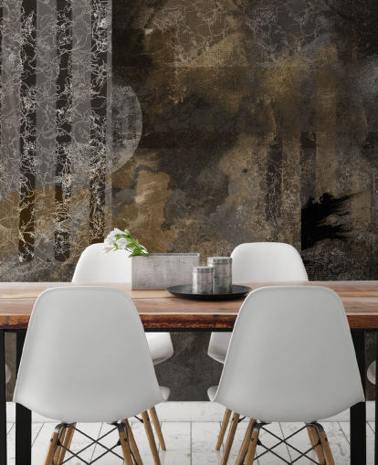 brown and grey custom industrial decor mural called Earthy Grunge Elegance by Giulio Iurissevich for modern interiors