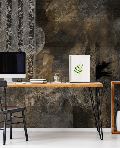 brun och grå anpassad industriell dekor väggmålning som heter Earthy Grunge Elegance av Giulio Iurissevich för modern inredning