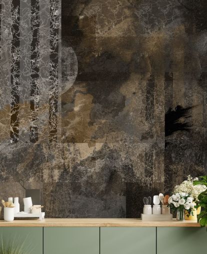 brunt og gråt brugerdefineret industrielt indretningsmaleri kaldet Earthy Grunge Elegance af Giulio Iurissevich til moderne interiør