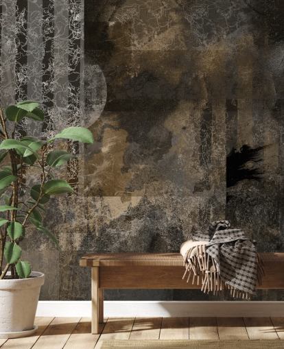 décoration murale industrielle personnalisée marron et gris appelée Earthy Grunge Elegance par Giulio Iurissevich pour les intérieurs modernes