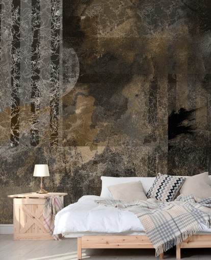 mural de decoração industrial personalizado em marrom e cinza chamado Earthy Grunge Elegance de Giulio Iurissevich para interiores modernos mural de decoração industrial personalizado em marrom e cinza chamado Earthy Grunge Elegance de Giulio Iurissevich para interiores modernos