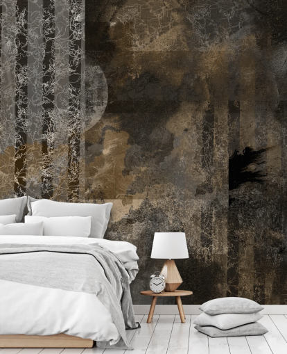 brunt og grått tilpasset industrielt dekormaleri kalt Earthy Grunge Elegance av Giulio Iurissevich for moderne interiør