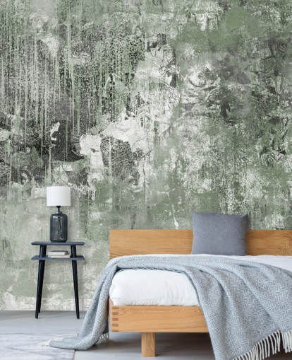 green abstract forest mural called Emerald Forest Canvas by Giulio Iurissevich