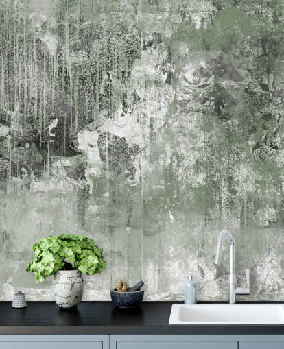 green abstract forest mural called Emerald Forest Canvas by Giulio Iurissevich