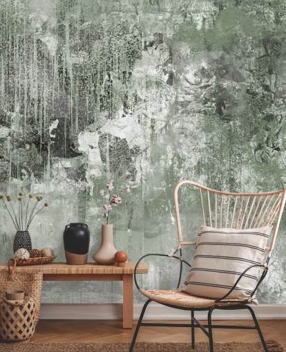 green abstract forest mural called Emerald Forest Canvas by Giulio Iurissevich