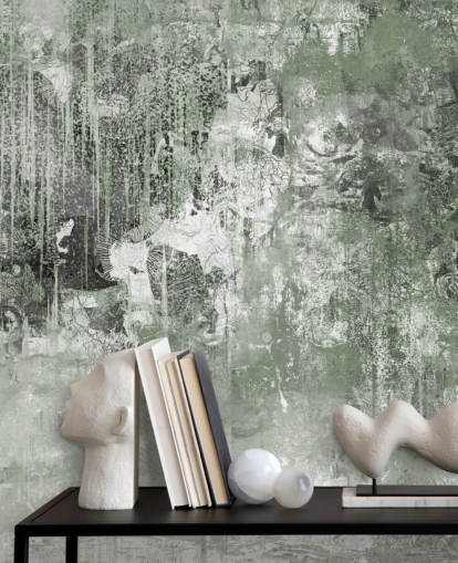 mural de bosque abstracto verde llamado Emerald Forest Canvas de Giulio Iurissevich