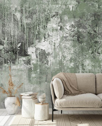 vihreä abstrakti metsäseinämaalaus nimeltä Emerald Forest Canvas, kirjoittanut Giulio Iurissevich
