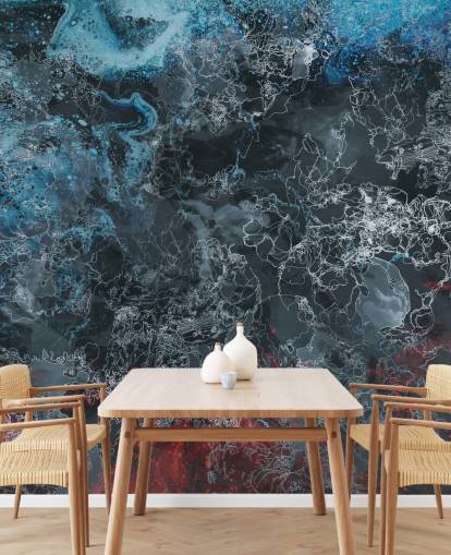 custom dark abstract mural called Explosion by Giulio Iurissevich for bedrooms, hallways and more