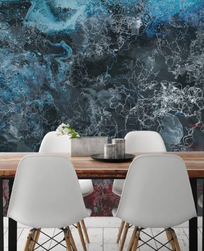 mural abstracto oscuro personalizado llamado Explosión de Giulio Iurissevich para dormitorios, pasillos y más