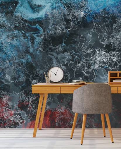 mural abstrato escuro personalizado chamado Explosion de Giulio Iurissevich para quartos, corredores e muito mais