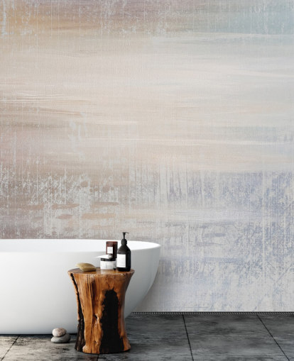 minimalistisk abstrakt veggmaleri kalt Muted Oasis av Giulio Iurissevich for soverom og meditasjonsrom