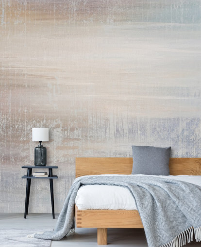 minimalistische abstracte muurschildering genaamd Muted Oasis van Giulio Iurissevich voor slaapkamers en meditatieruimtes minimalistische abstracte muurschildering genaamd Muted Oasis van Giulio Iurissevich voor slaapkamers en meditatieruimtes