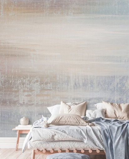 peinture murale abstraite minimaliste appelée Muted Oasis de Giulio Iurissevich pour les chambres et les espaces de méditation