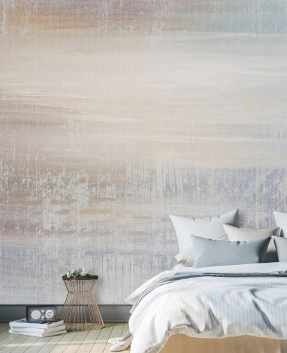 mural abstrato minimalista chamado Muted Oasis de Giulio Iurissevich para quartos e espaços de meditação