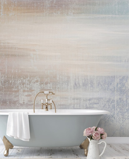 mural abstracto minimalista llamado Muted Oasis de Giulio Iurissevich para dormitorios y espacios de meditación