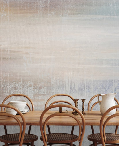 murale astratto minimalista chiamato Muted Oasis di Giulio Iurissevich per camere da letto e spazi di meditazione