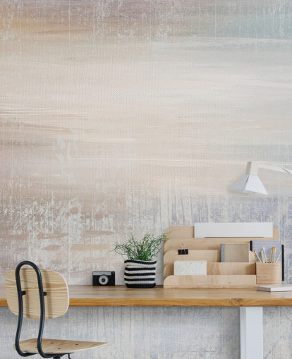 mural abstracto minimalista llamado Muted Oasis de Giulio Iurissevich para dormitorios y espacios de meditación