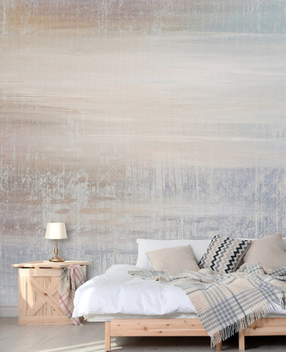 mural abstracto minimalista llamado Muted Oasis de Giulio Iurissevich para dormitorios y espacios de meditación