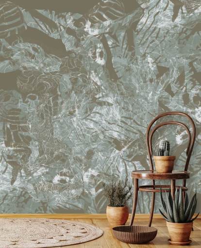 peinture murale naturelle abstraite personnalisable appelée Mystic Forest Flow de Giulio Iurissevich