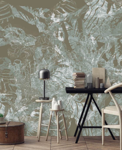 aanpasbare abstracte natuurlijke muurschildering genaamd Mystic Forest Flow van Giulio Iurissevich