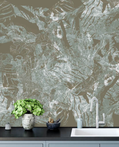 mural natural abstracto personalizable llamado Mystic Forest Flow de Giulio Iurissevich