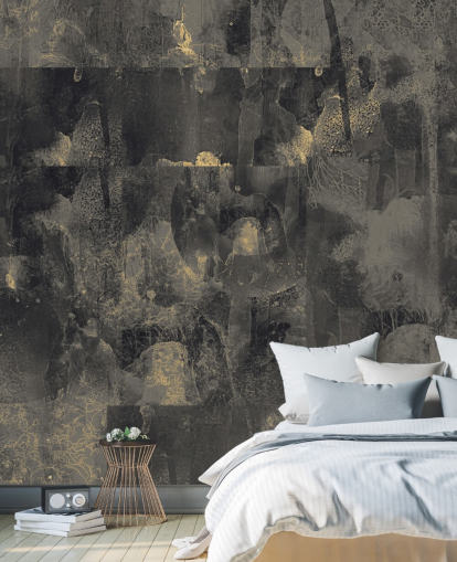 mural abstrato escuro personalizável chamado Nocturnal Elegance de Giulio Iurissevich para quartos