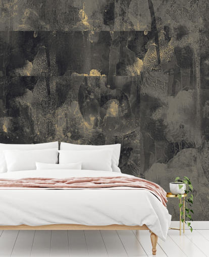 donkere aanpasbare abstracte muurschildering genaamd Nocturnal Elegance van Giulio Iurissevich voor slaapkamers