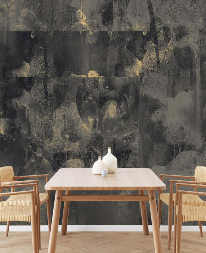 mural abstracto oscuro personalizable llamado Elegancia nocturna de Giulio Iurissevich para dormitorios