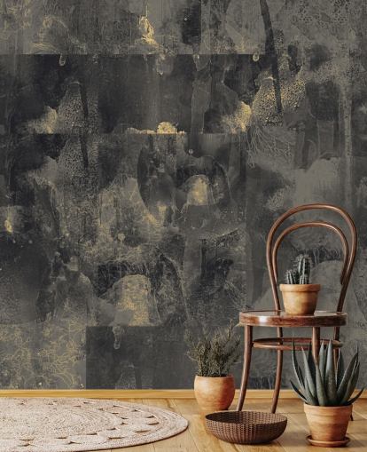 murale astratto scuro personalizzabile chiamato Nocturnal Elegance di Giulio Iurissevich per camere da letto