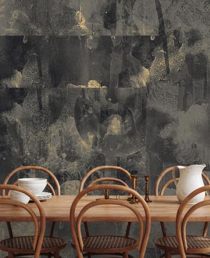 mörk anpassningsbar abstrakt väggmålning kallad Nocturnal Elegance av Giulio Iurissevich för sovrum