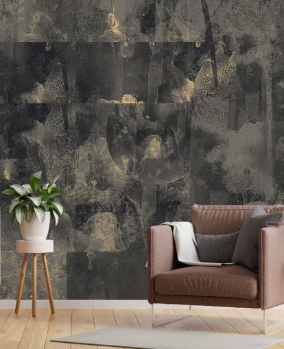 murale astratto scuro personalizzabile chiamato Nocturnal Elegance di Giulio Iurissevich per camere da letto