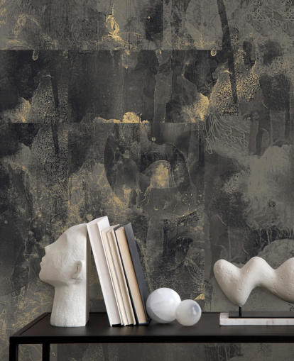 murale astratto scuro personalizzabile chiamato Nocturnal Elegance di Giulio Iurissevich per camere da letto