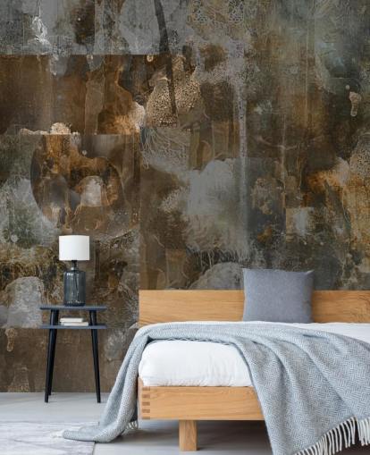 mural cambiante personalizado gris y marrón llamado Rustic Abstract Serenity de Giulio Iurissevich