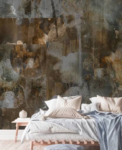 grey and brown custom moody mural called Rustic Abstract Serenity by Giulio Iurissevich