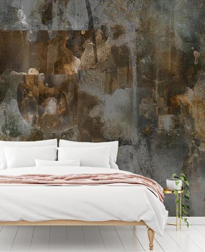 gray and brown custom moody mural called Rustic Abstract Serenity by Giulio Iurissevich
