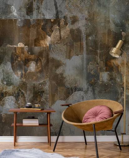 mural cambiante personalizado gris y marrón llamado Rustic Abstract Serenity de Giulio Iurissevich