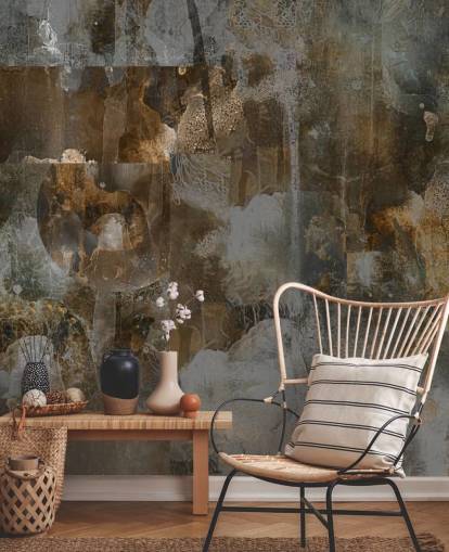 graues und braunes individuelles stimmungsvolles Wandbild namens Rustic Abstract Serenity von Giulio Iurissevich graues und braunes individuelles stimmungsvolles Wandbild namens Rustic Abstract Serenity von Giulio Iurissevich