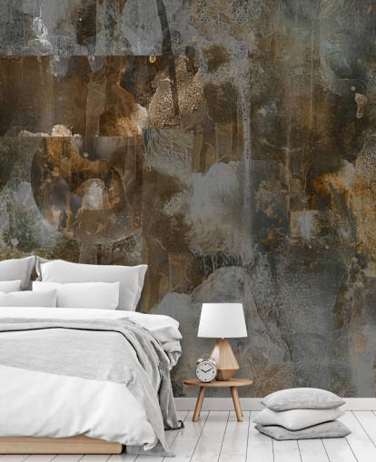 mural temperamental personalizado em cinza e marrom chamado Rustic Abstract Serenity, de Giulio Iurissevich mural temperamental personalizado em cinza e marrom chamado Rustic Abstract Serenity, de Giulio Iurissevich