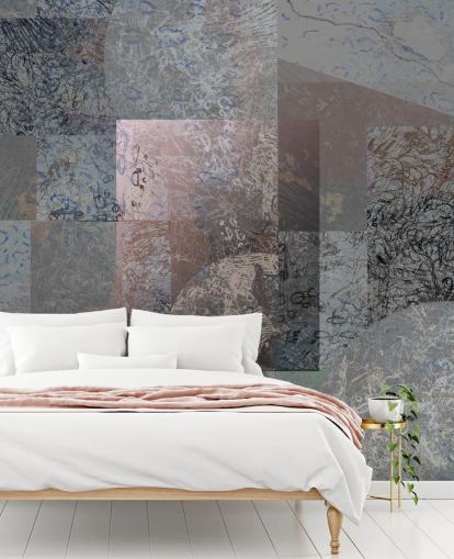 mural abstracto gris, azul y rosa llamado Rustic Elegance Blend de Giulio Iurissevich mural abstracto gris, azul y rosa llamado Rustic Elegance Blend de Giulio Iurissevich