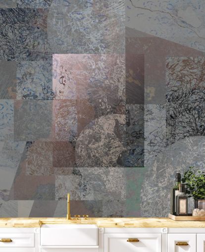 murale astratto grigio, blu e rosa chiamato Rustic Elegance Blend di Giulio Iurissevich murale astratto grigio, blu e rosa chiamato Rustic Elegance Blend di Giulio Iurissevich