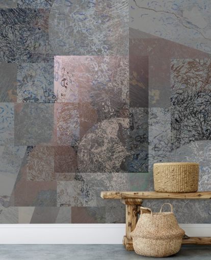 murale astratto grigio, blu e rosa chiamato Rustic Elegance Blend di Giulio Iurissevich murale astratto grigio, blu e rosa chiamato Rustic Elegance Blend di Giulio Iurissevich